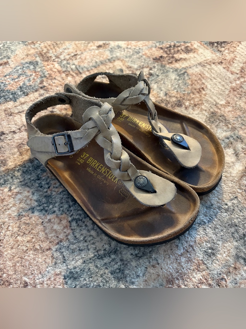 Birkenstock Gizeh Taupe Sandal Braided Thong 37 regular width